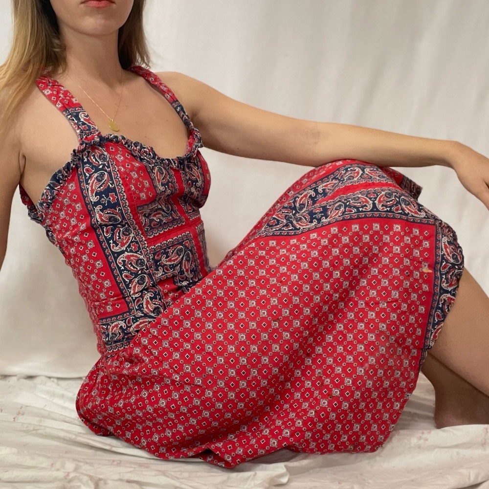 Vintage 70s Boho Folk Dress